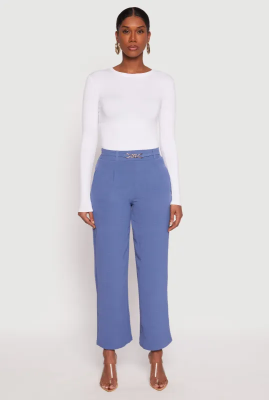 Airy Chain Detail Belted Front Pants sold by Rainbow