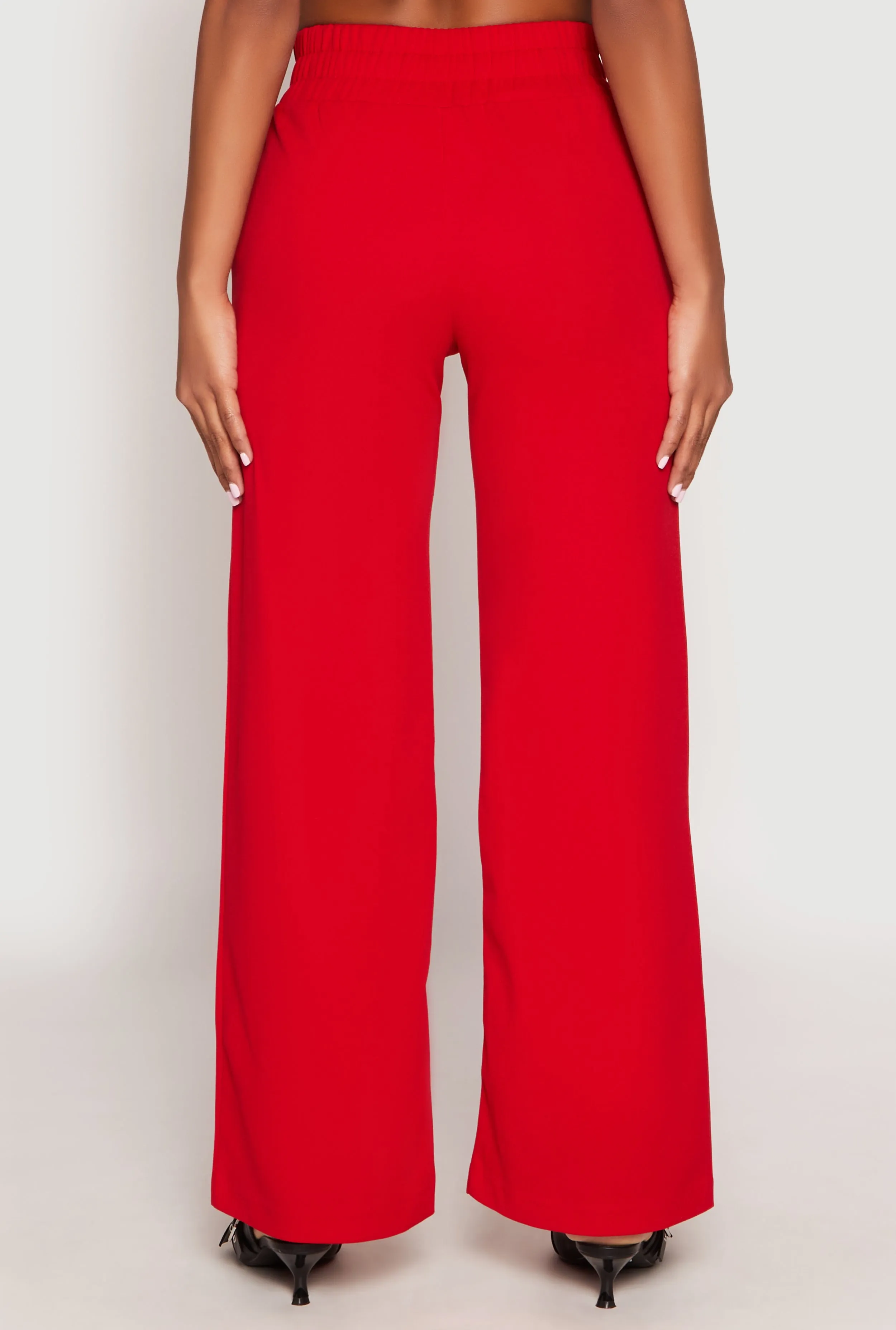 Crepe Knit Belted Front Wide Leg Pants sold by Rainbow product image thumbnail 3
