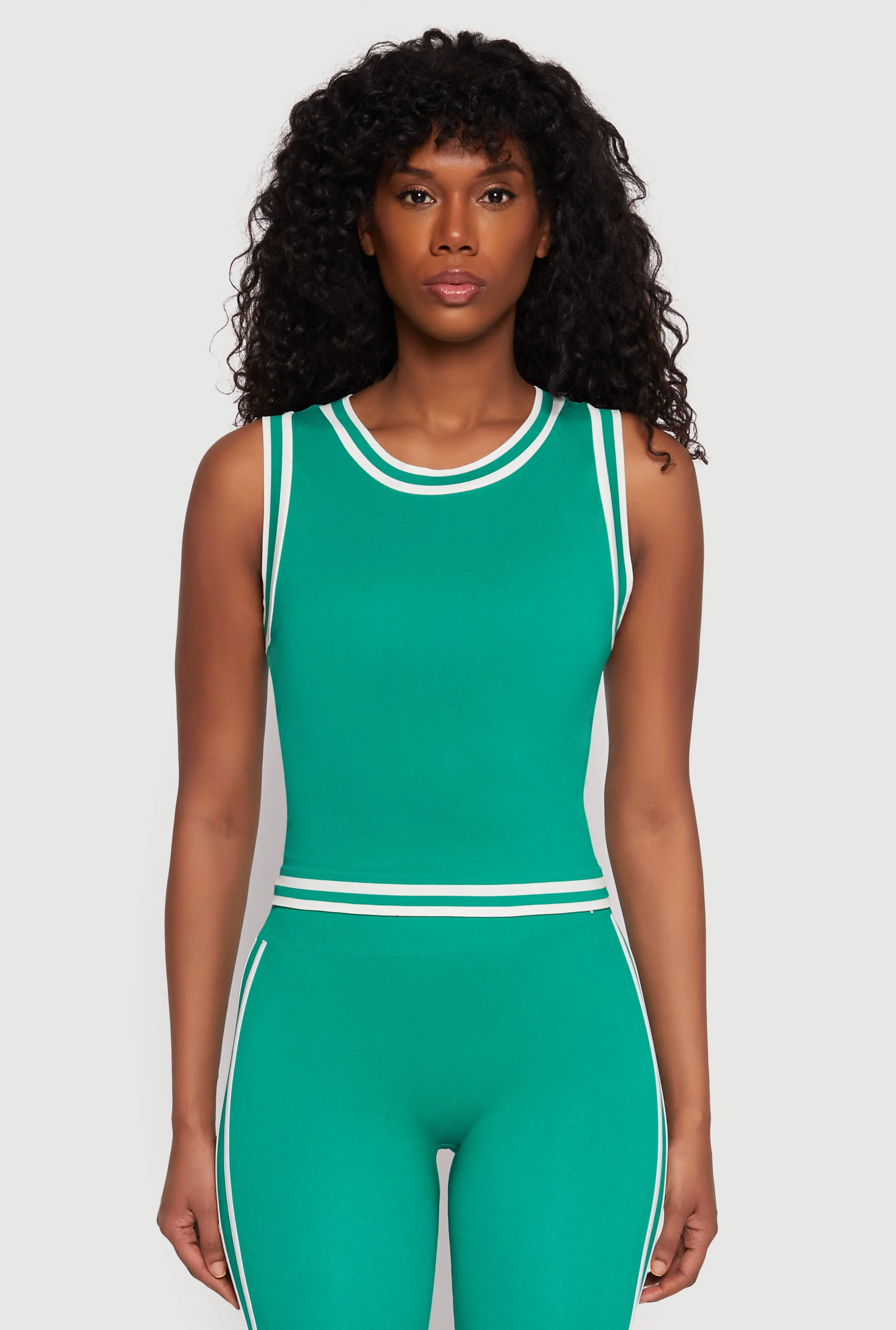 Seamless Varsity Stripe Trim Tank Top sold by Rainbow