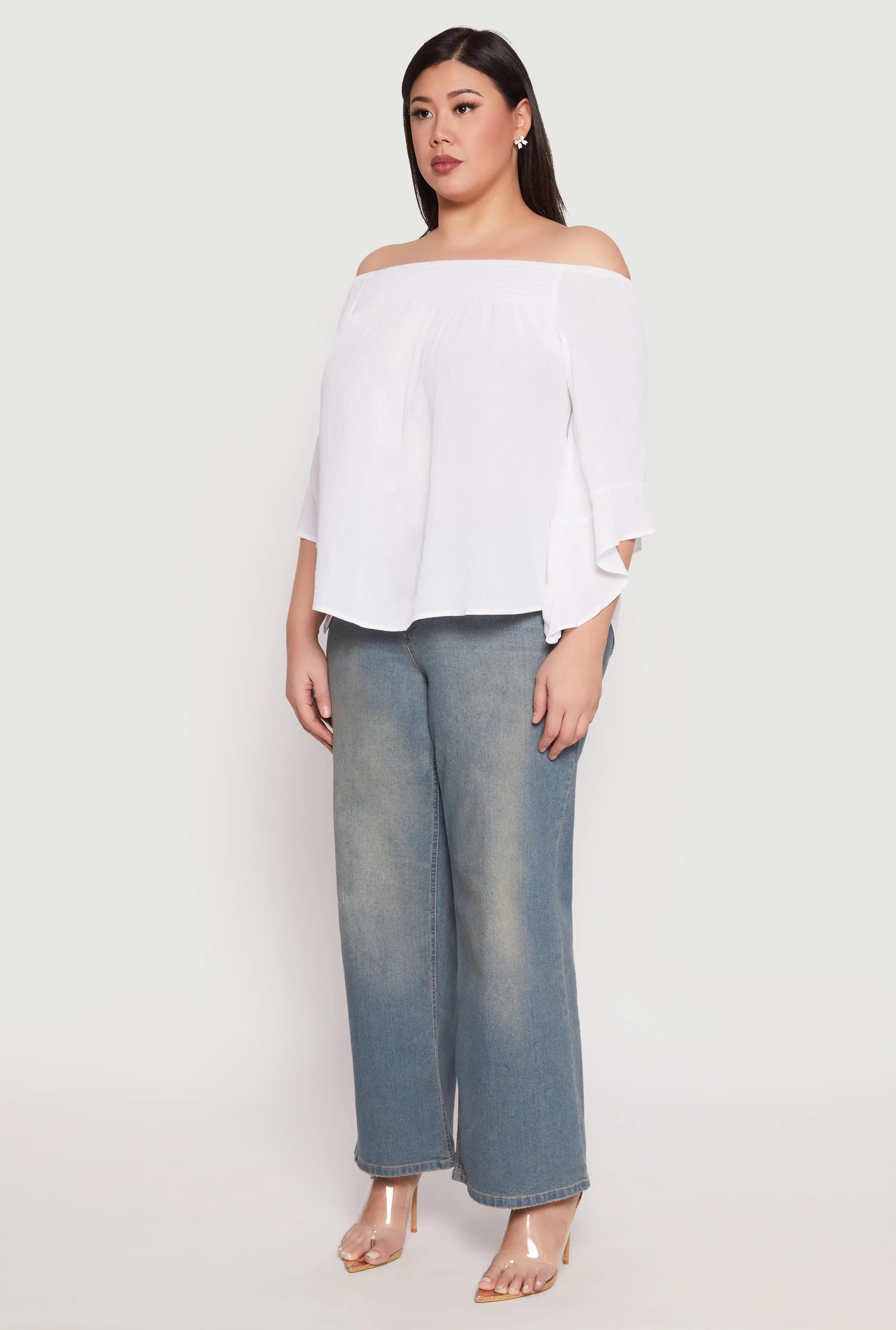 Plus Size Smocked Off the Shoulder Blouse sold by Rainbow product image thumbnail 3