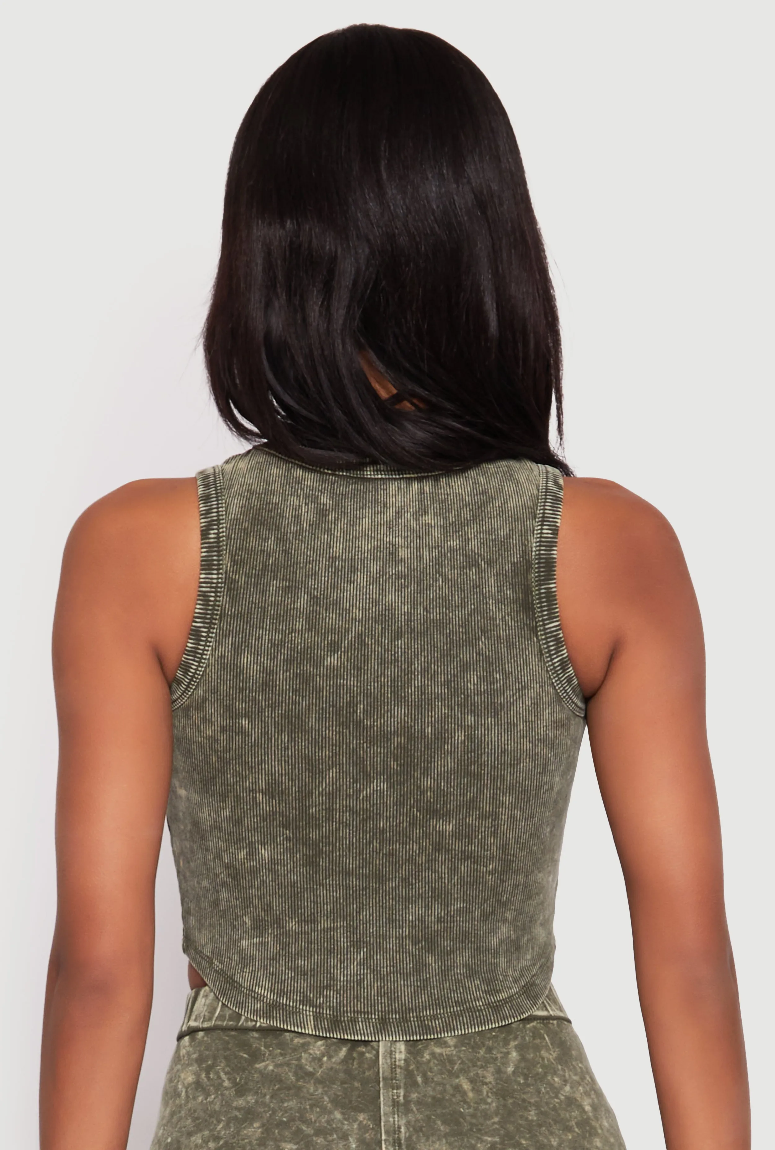 Ribbed Knit Acid Wash Cropped Tank Top sold by Rainbow product image thumbnail 5