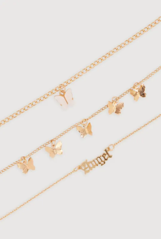 Angel Butterfly Charm Anklet Trio sold by Rainbow