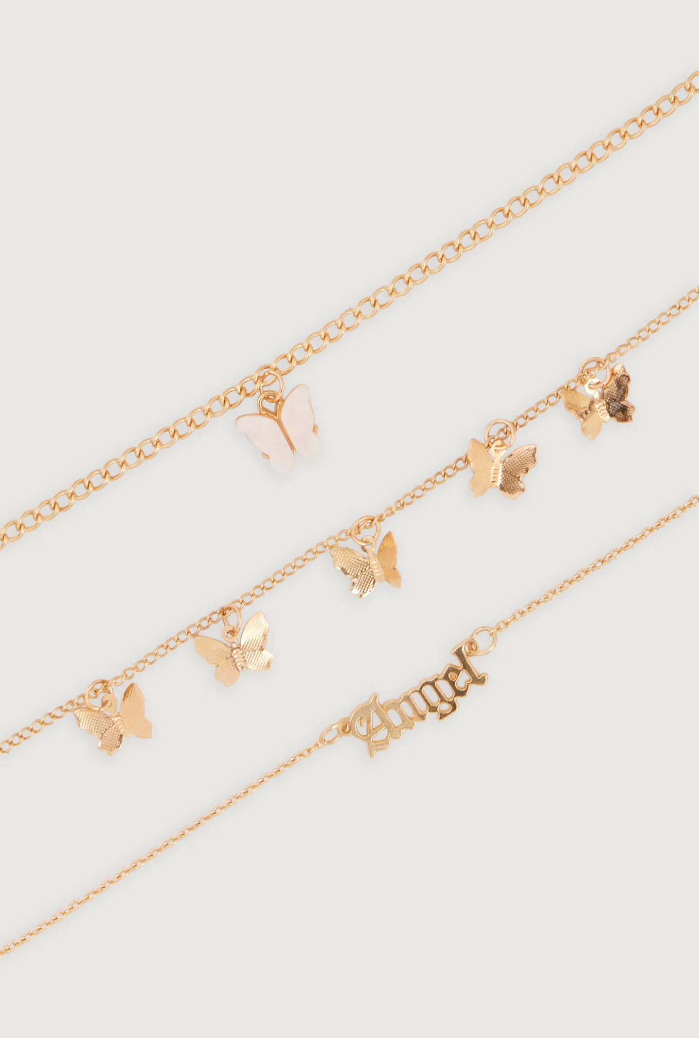 Angel Butterfly Charm Anklet Trio sold by Rainbow