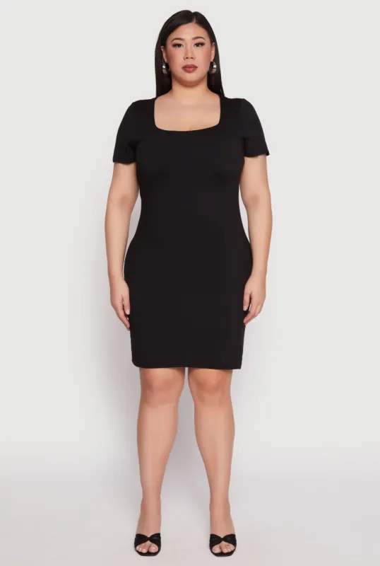 Plus Size Square Neck T Shirt Dress sold by Rainbow
