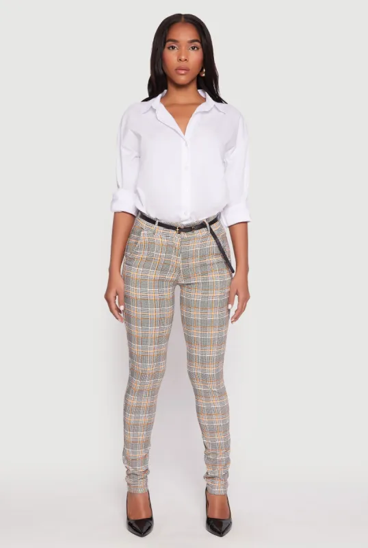 Printed Pattern Belted Dress Pants sold by Rainbow