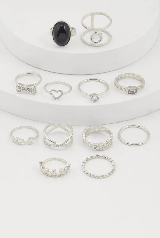 Gemstone Cubic Zirconia Assorted Rings Set of 12 sold by Rainbow