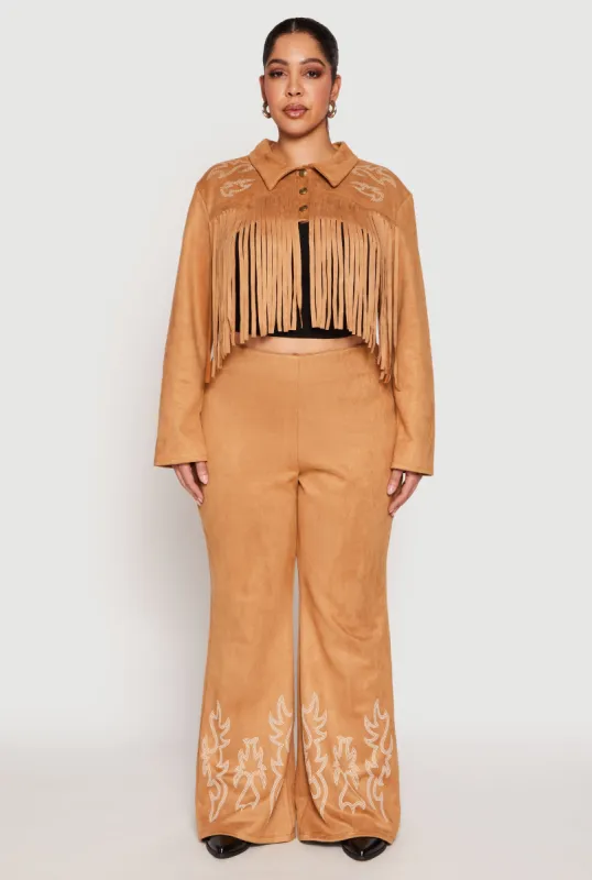 Plus Size Faux Suede Decorative Stitch Pants sold by Rainbow