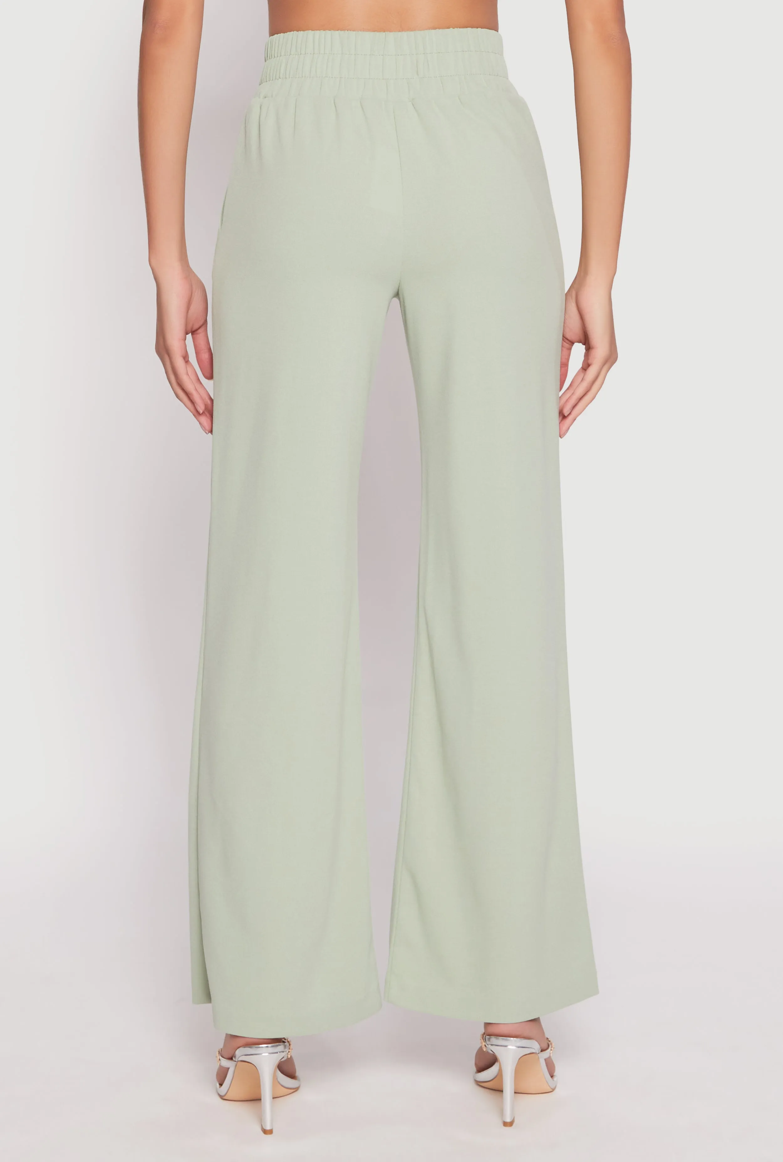 Crepe Knit Belted Front Wide Leg Pants sold by Rainbow product image thumbnail 3