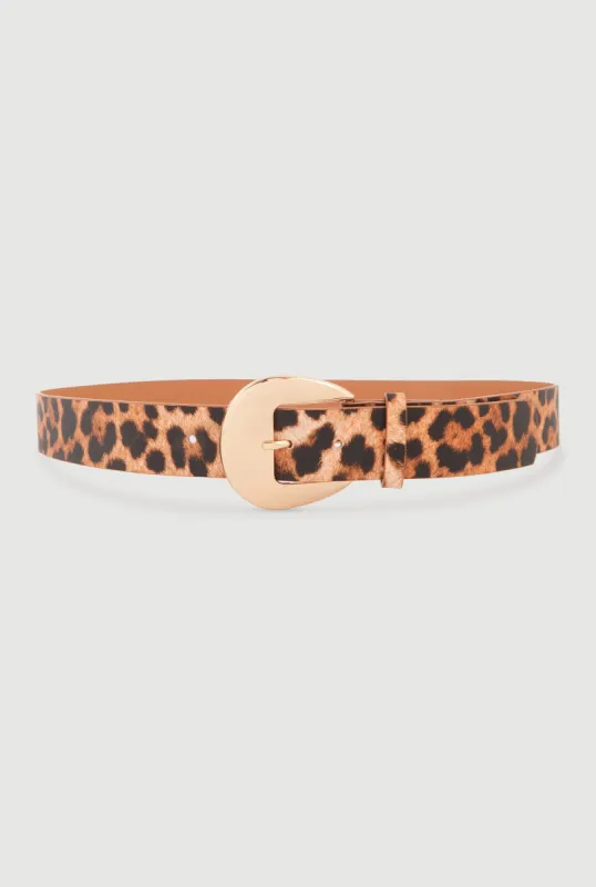Metallic Round Buckle Faux Leather Belt sold by Rainbow