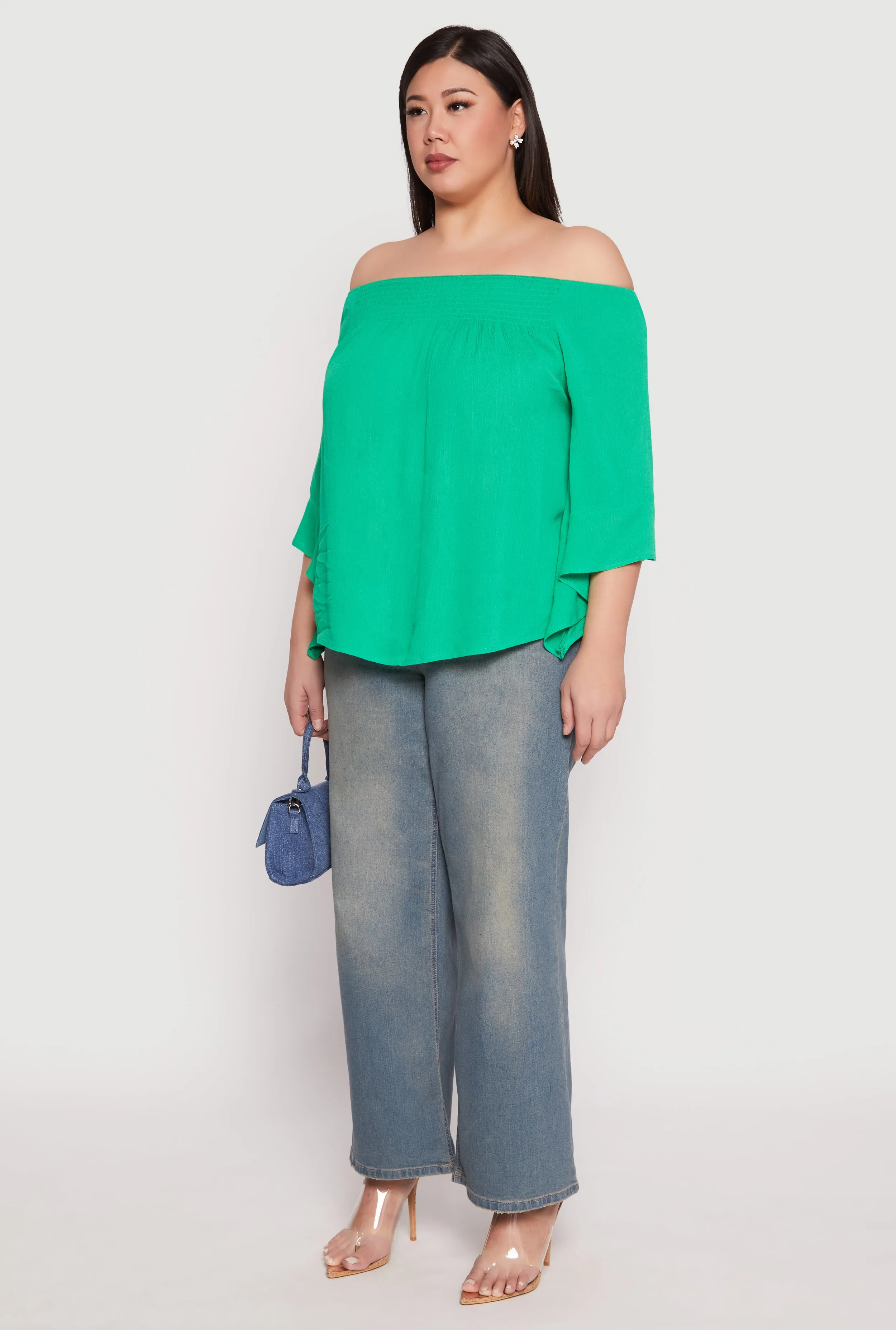 Plus Size Smocked Off the Shoulder Blouse sold by Rainbow product image thumbnail 3