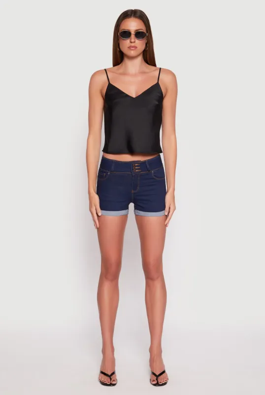 WAX 3 Button High Waisted Denim Shorts sold by Rainbow
