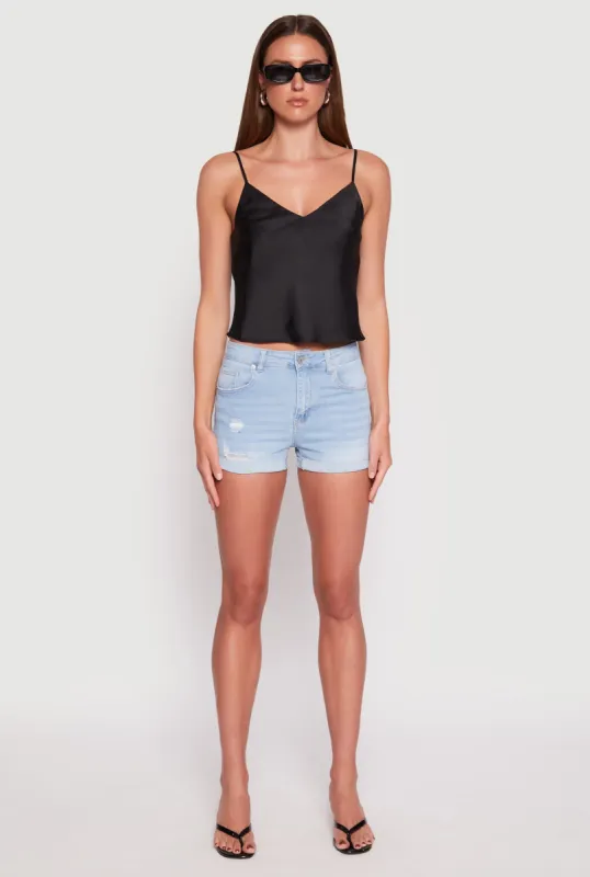 WAX Distressed Repreve Denim Shorts sold by Rainbow