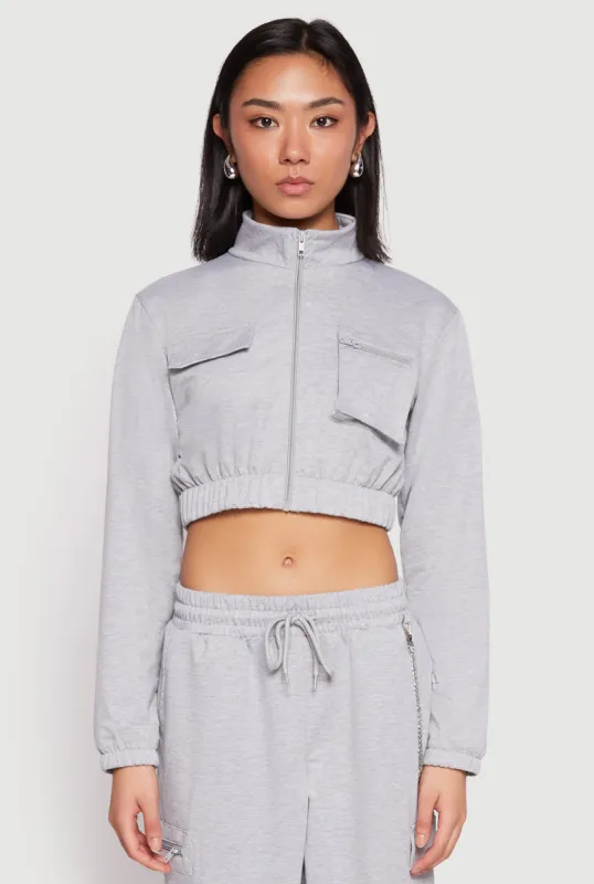 Zip Front Cropped Sweatshirt sold by Rainbow