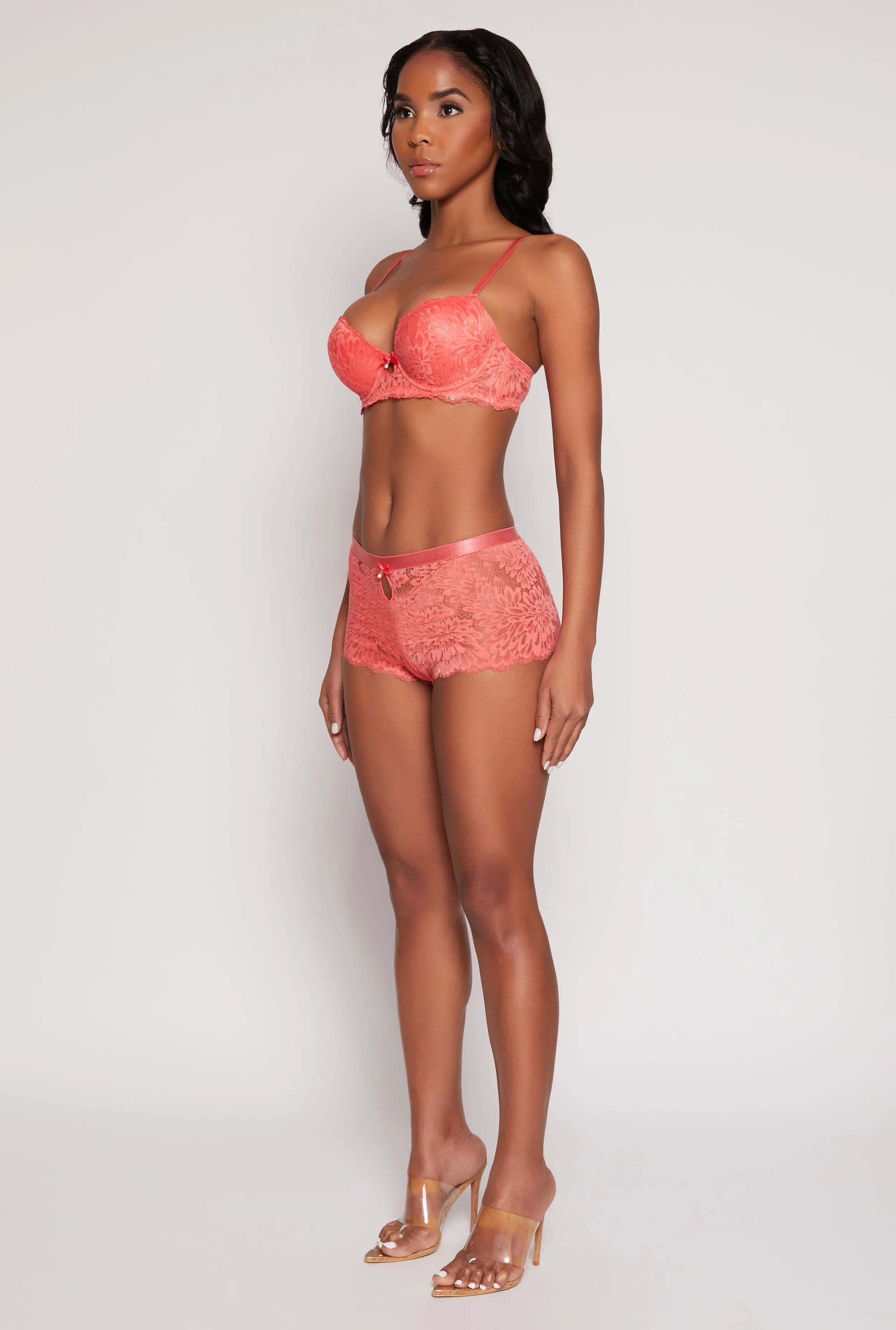 Patterned Lace Keyhole Plunge Bra sold by Rainbow product image thumbnail 3