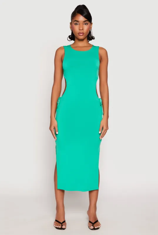 Drawstring Side Cut Out Midi Dress sold by Rainbow