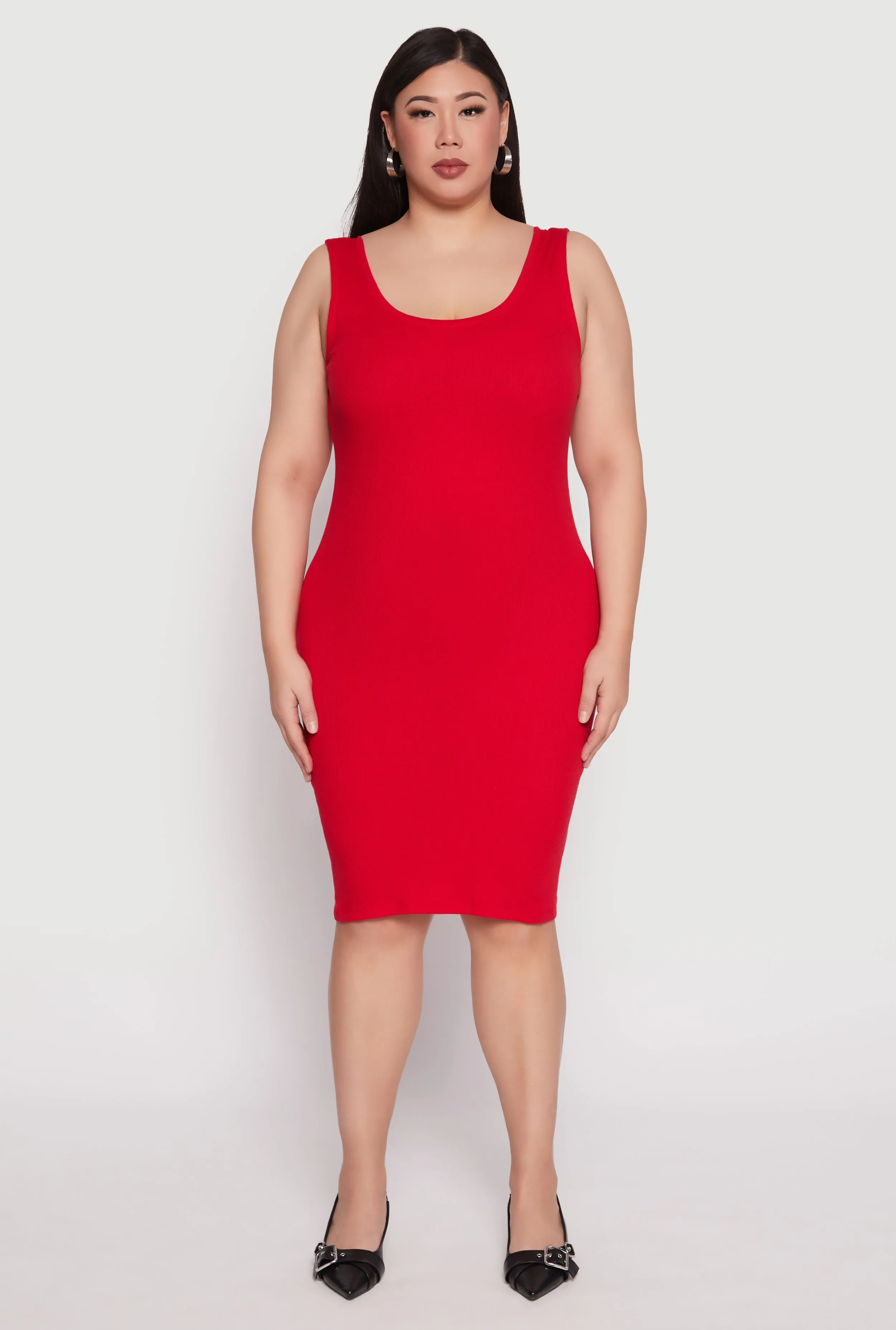 Plus Size Ribbed Knit Midi Tank Dress sold by Rainbow