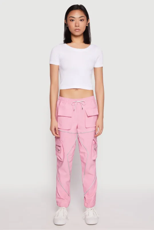 Contrast Piping Hyperstretch Cargo Joggers sold by Rainbow
