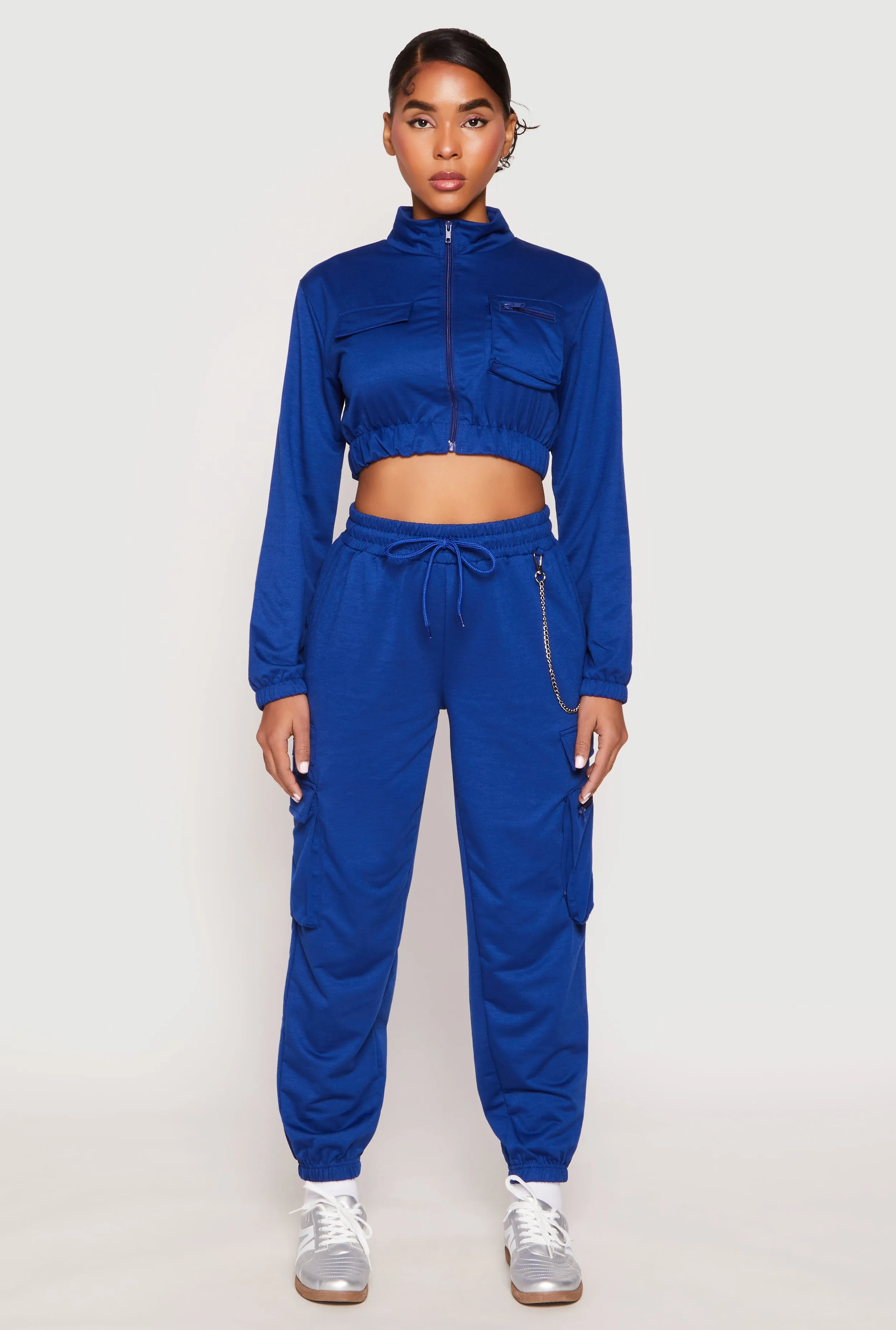 French Terry Chain Detail Cargo Joggers sold by Rainbow