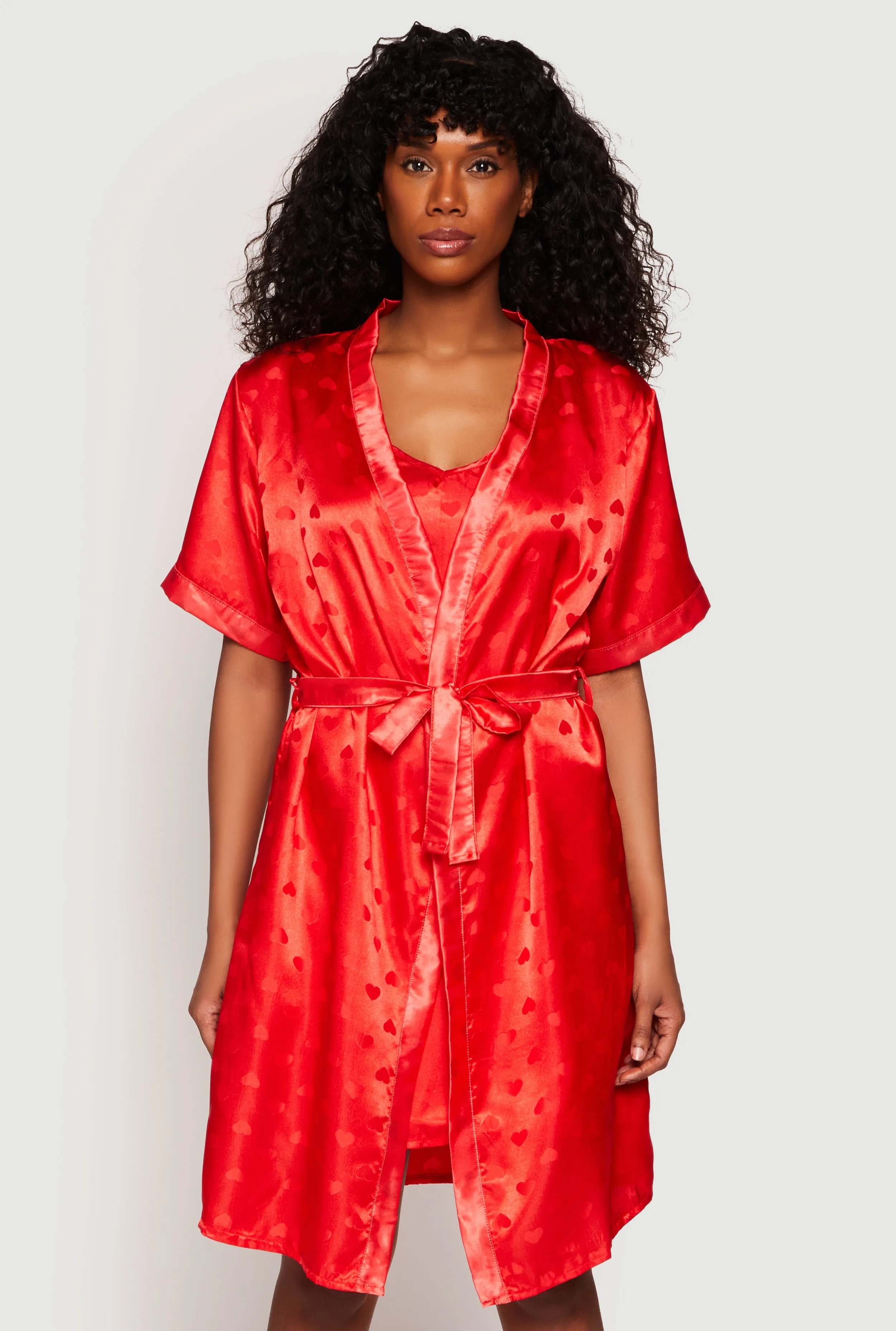 Satin Heart Print Cami Nightgown with Robe sold by Rainbow product image thumbnail 2
