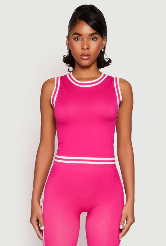 Seamless Varsity Stripe Trim Tank Top sold by Rainbow