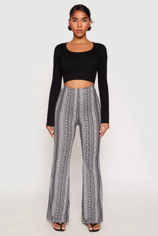 Boho Print High Waist Flare Pants sold by Rainbow