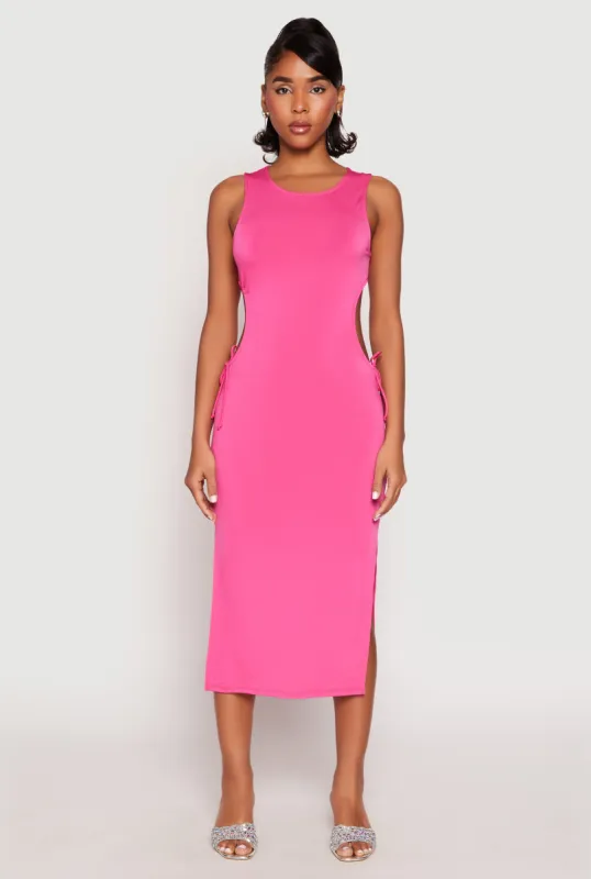 Drawstring Side Cut Out Midi Dress sold by Rainbow