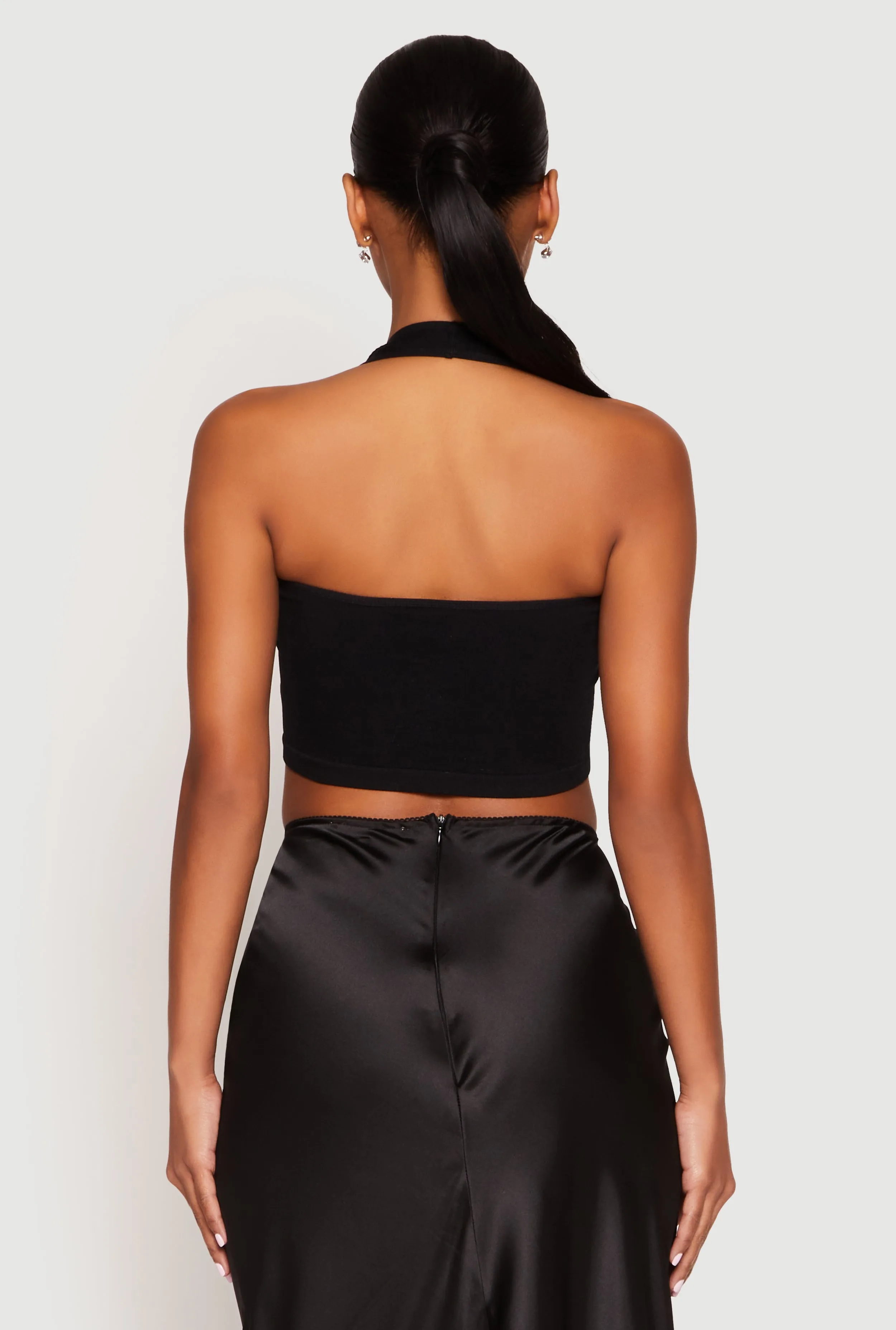 Rhinestone Cut Out Seamless Halter Crop Top sold by Rainbow product image thumbnail 5