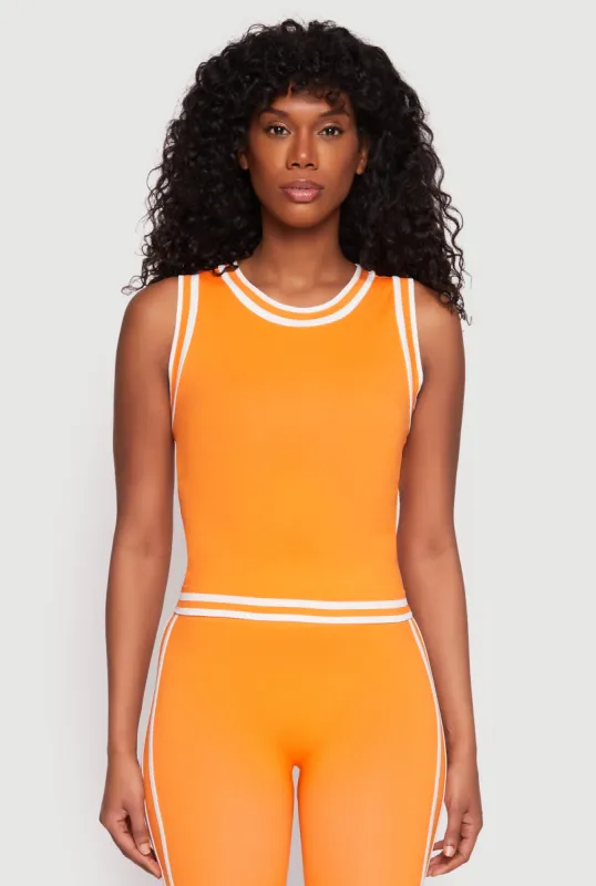 Seamless Varsity Stripe Trim Tank Top sold by Rainbow