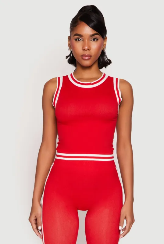 Seamless Varsity Stripe Trim Tank Top sold by Rainbow