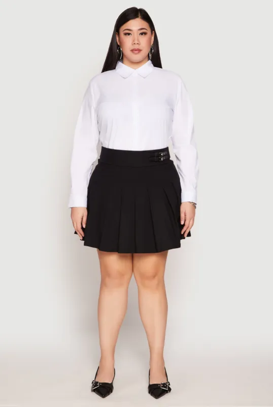 Plus Size High Waisted Pleated Skirt sold by Rainbow