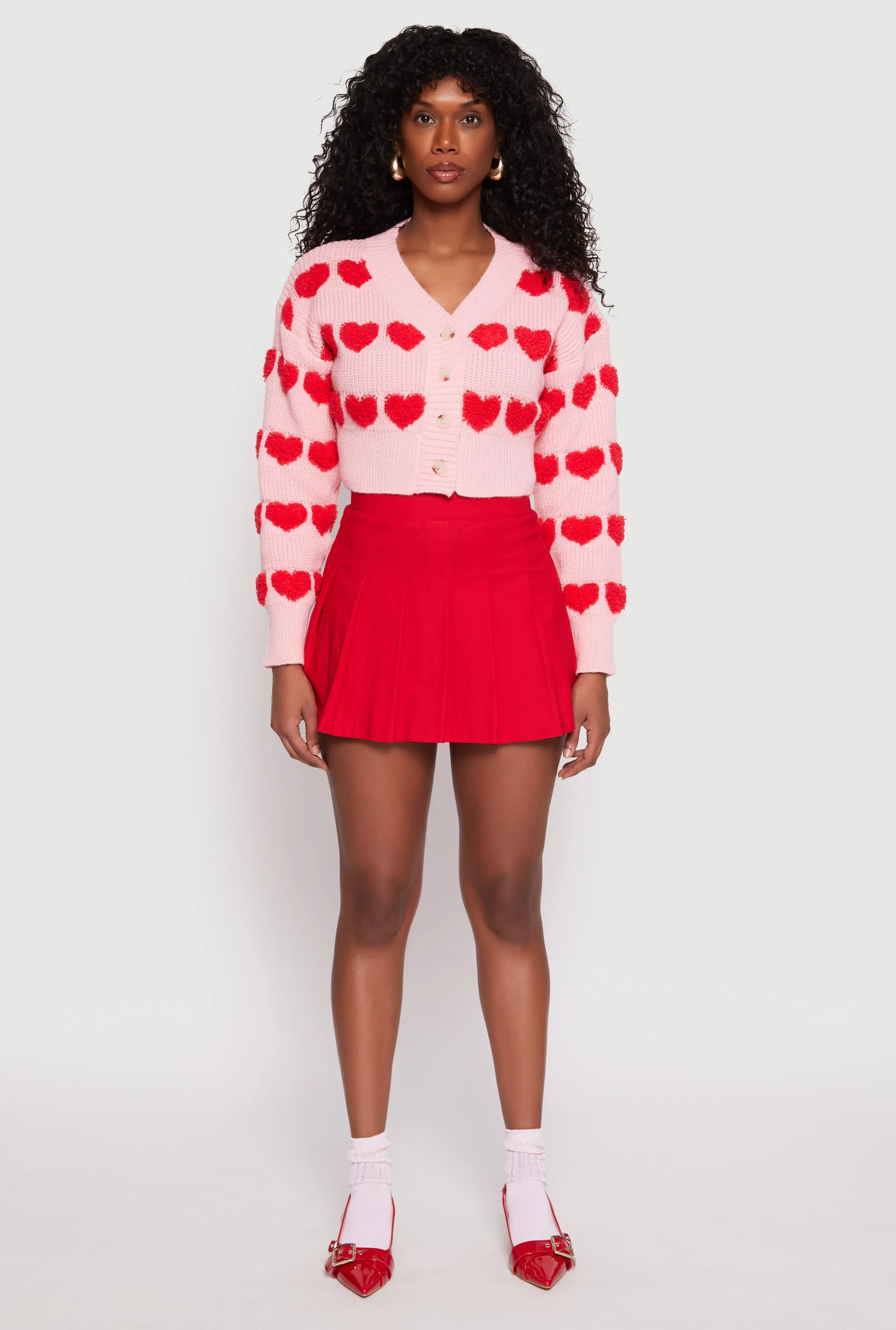 Daisy Chenille Heart Cropped Cardigan sold by Rainbow