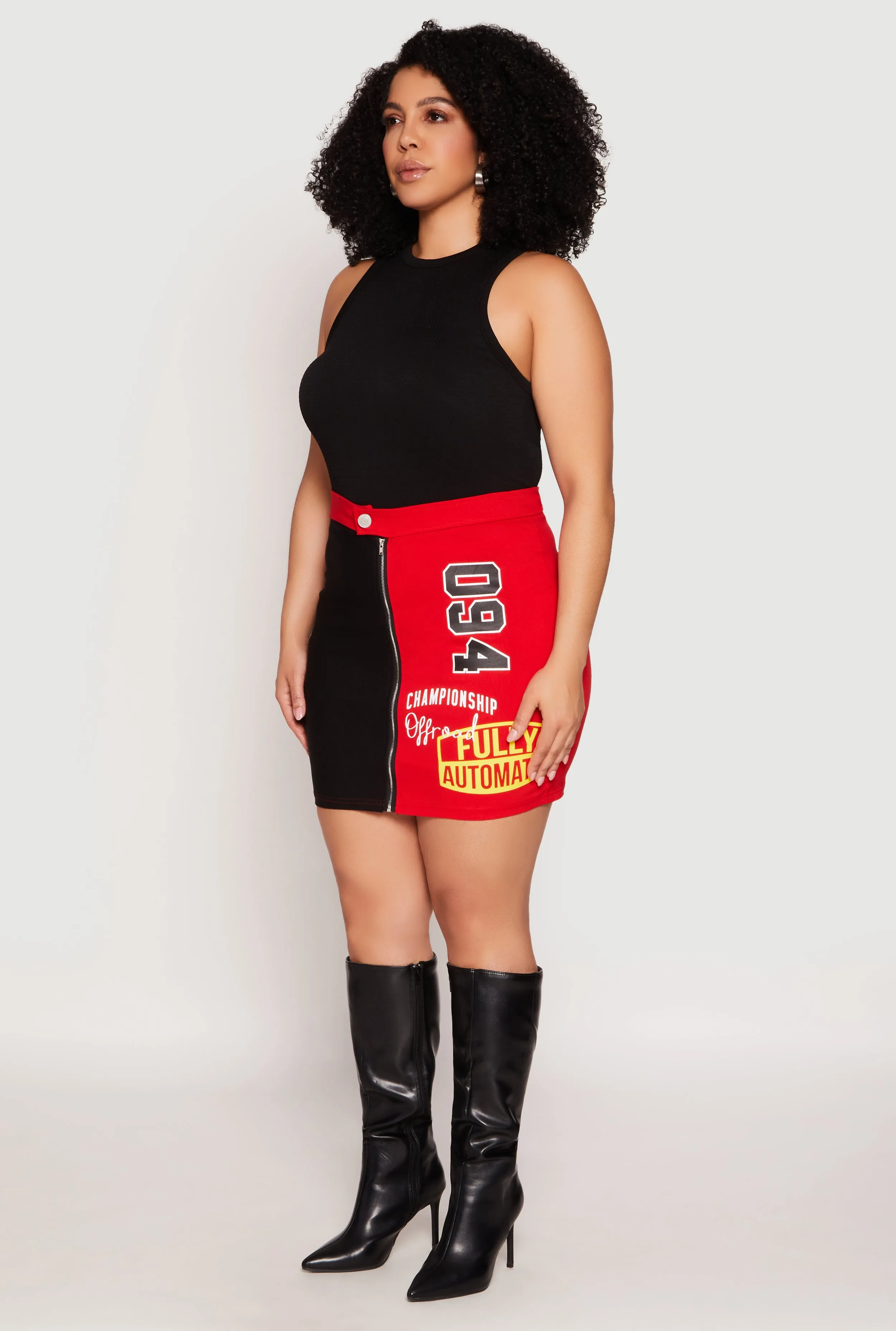 Plus Size Graphic Color Blocked Zip Front Skirt sold by Rainbow product image thumbnail 2