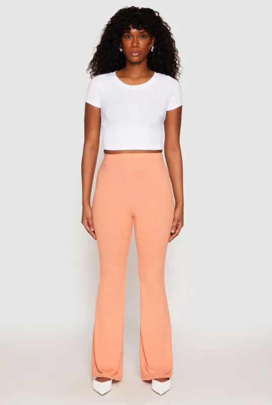 Soft Knit High Waisted Flare Pants sold by Rainbow