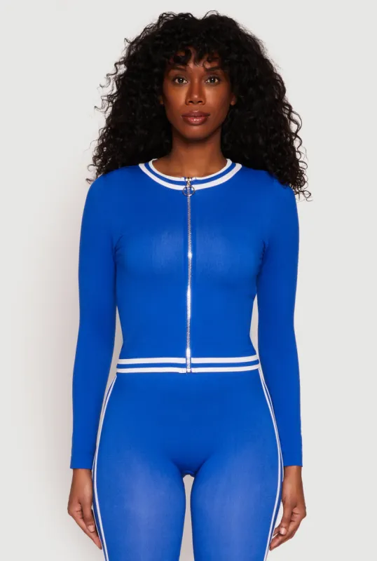 Seamless Varsity Stripe Track Jacket sold by Rainbow