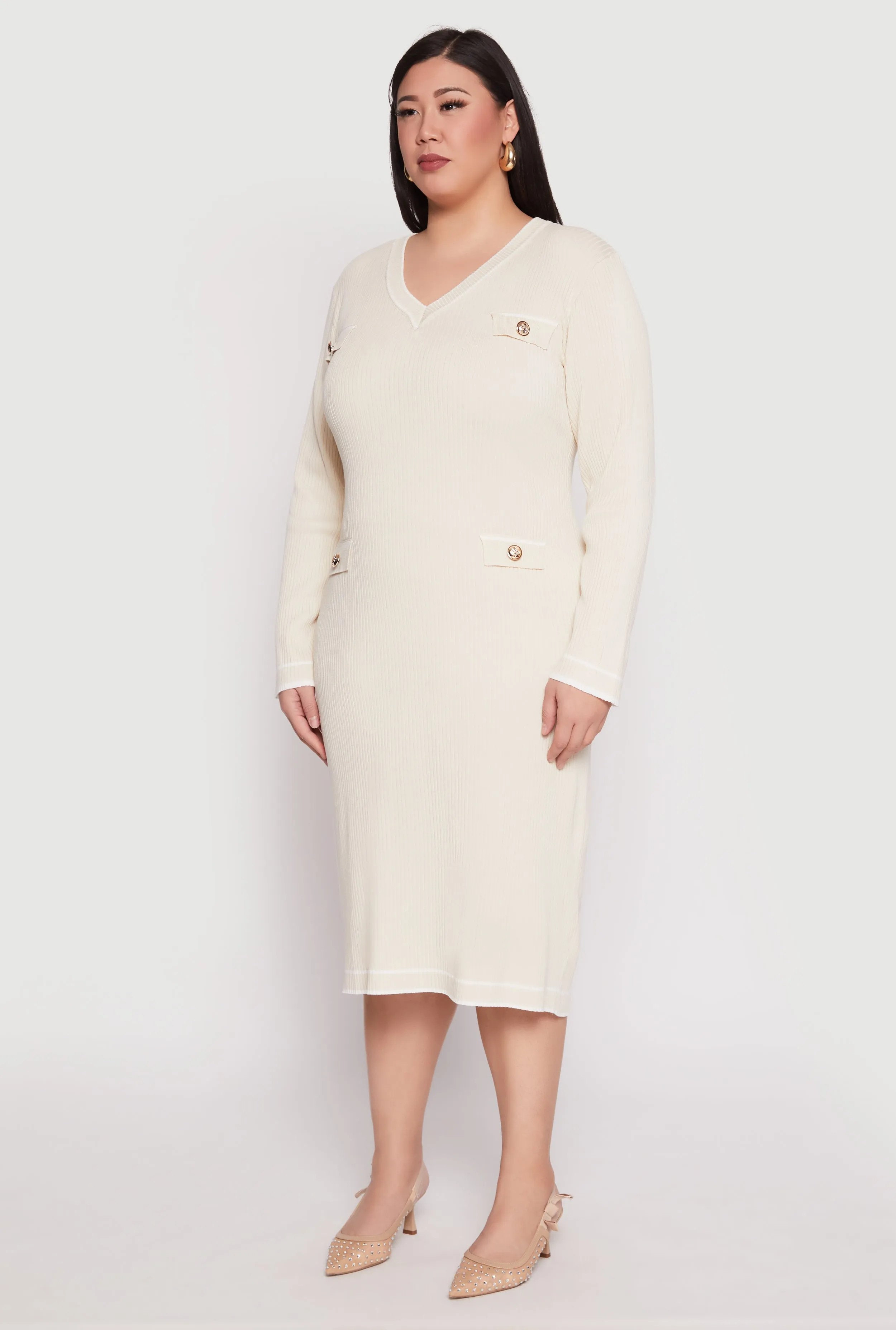 Plus Size Daisy Contrast Trim Sweater Dress sold by Rainbow product image thumbnail 2