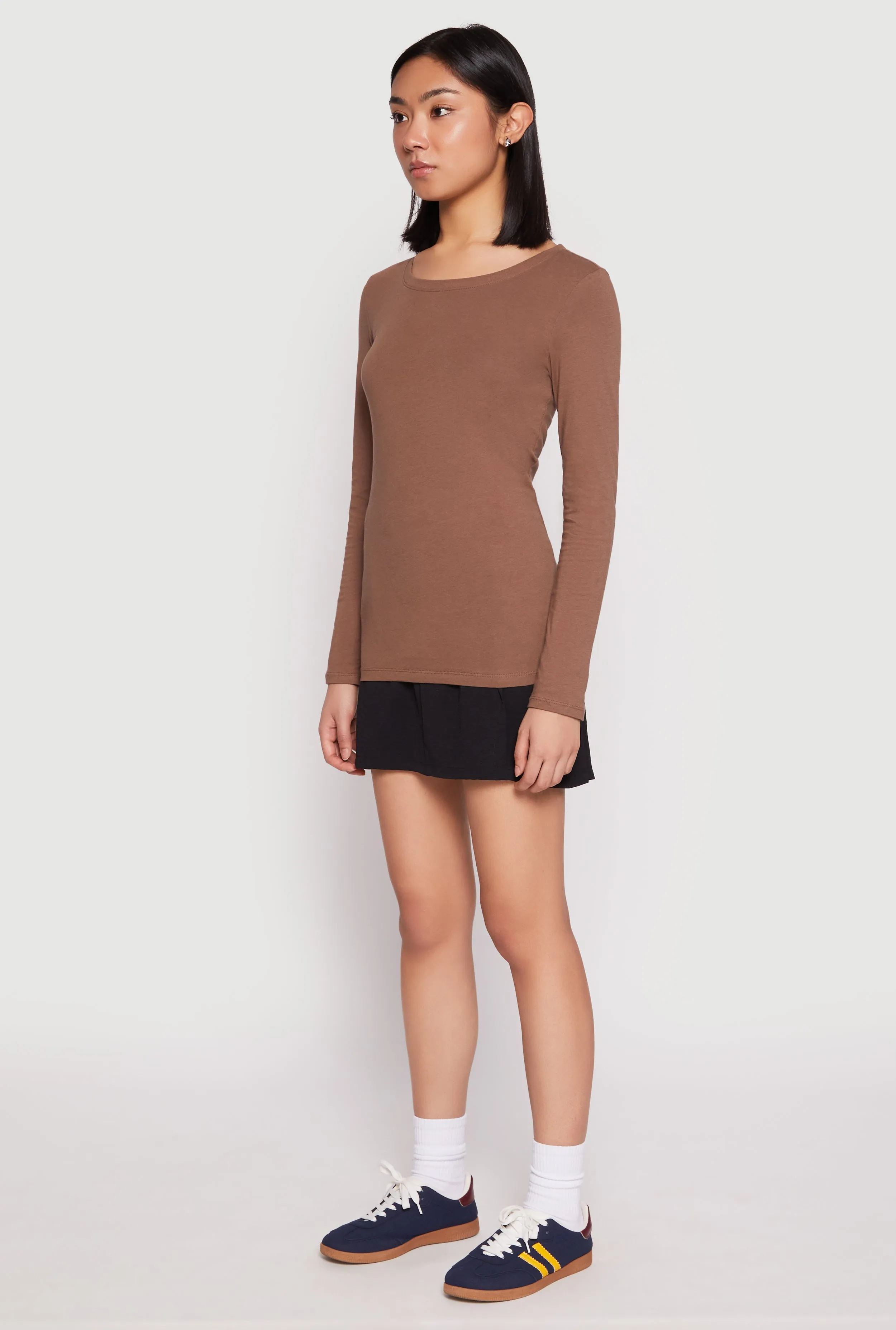 Basic Long Sleeve Crew Neck T Shirt sold by Rainbow product image thumbnail 3