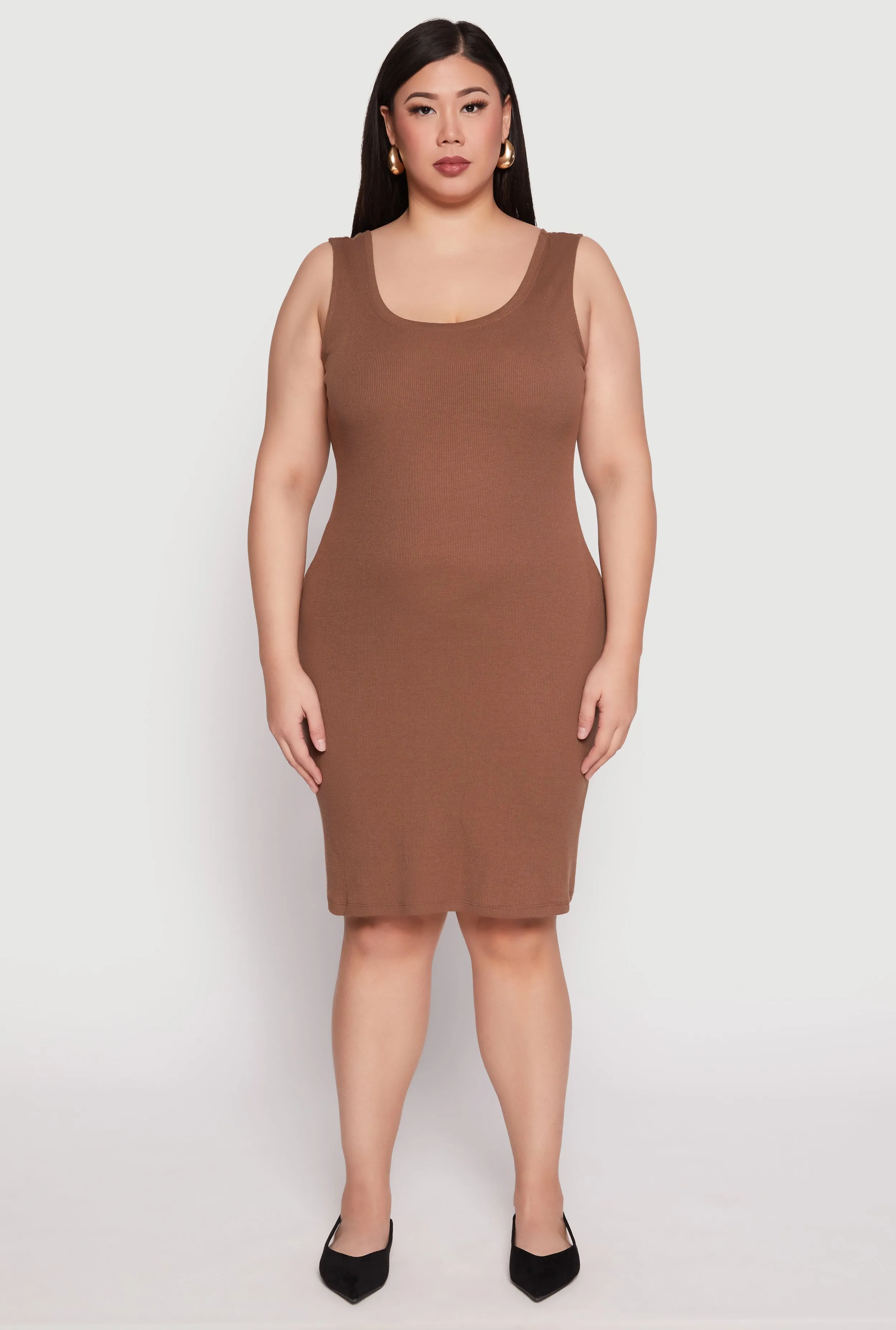 Plus Size Ribbed Knit Midi Tank Dress sold by Rainbow