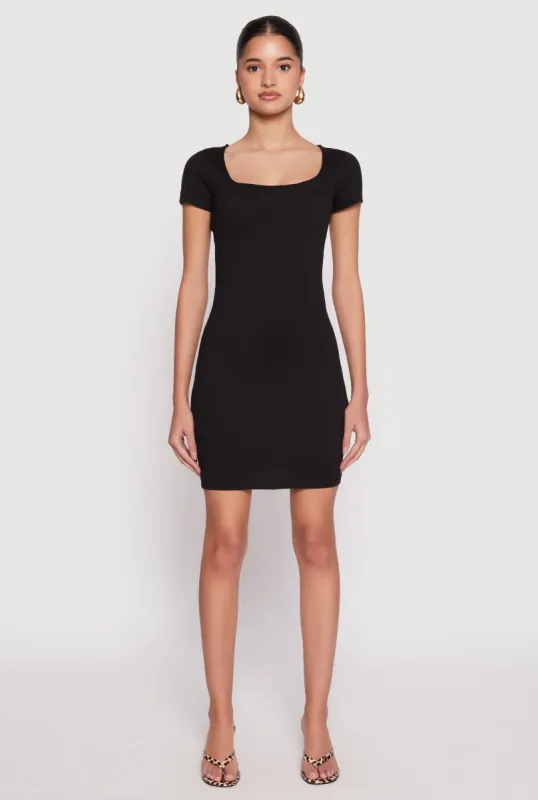 Square Neck Mini T Shirt Dress sold by Rainbow