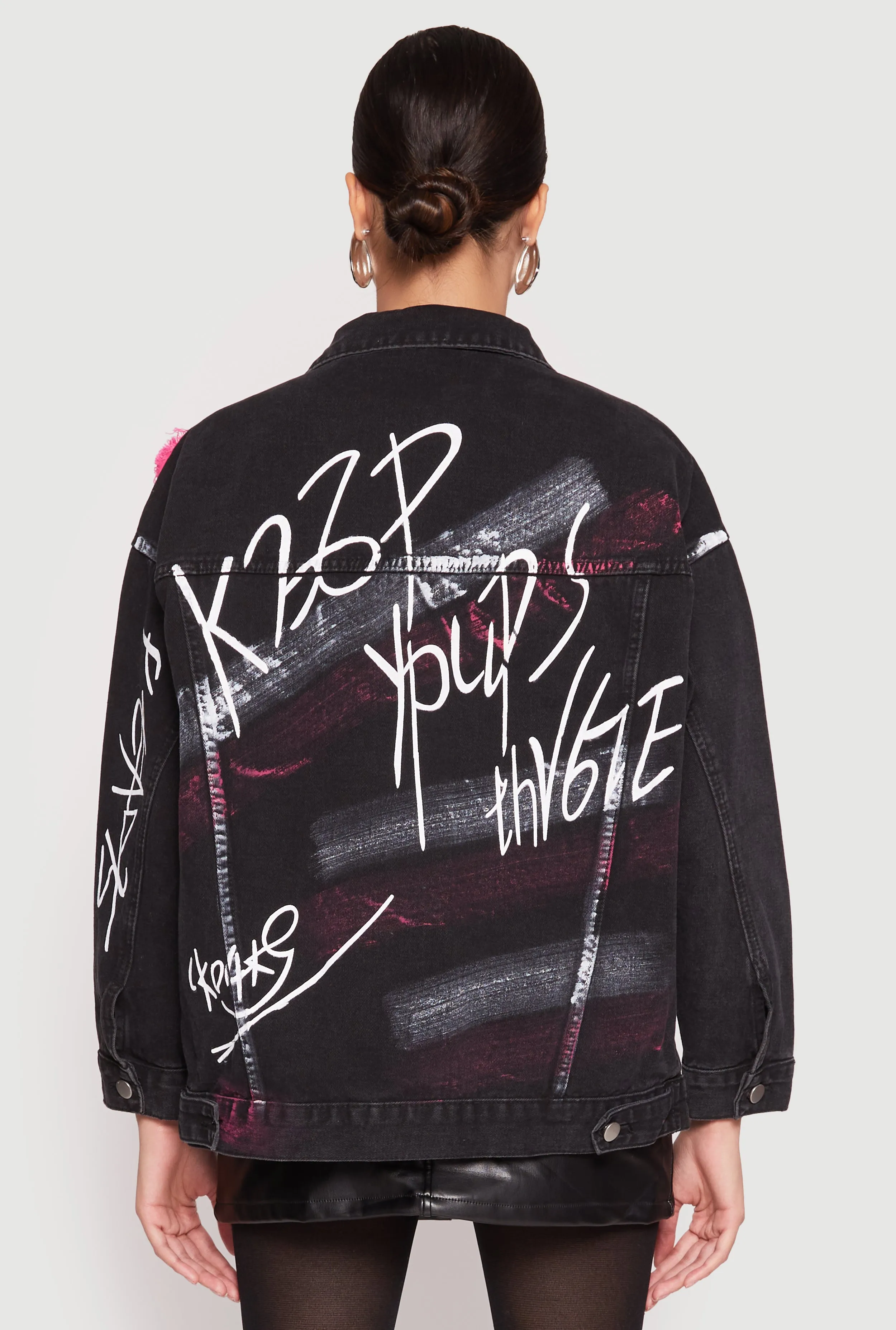 Daisy Smiley Face Patch Graffiti Denim Jacket sold by Rainbow product image thumbnail 5