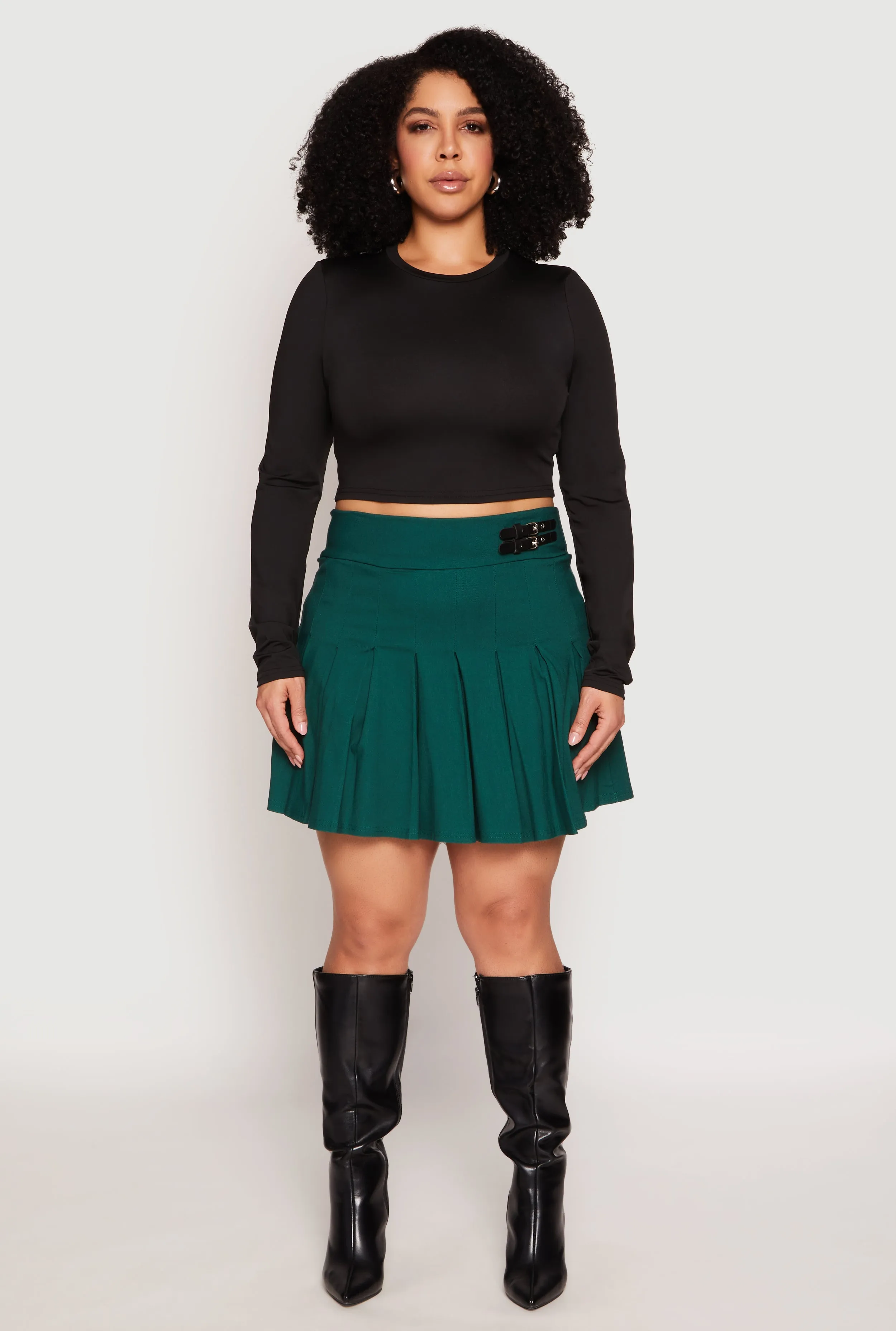 Plus Size High Waisted Pleated Skirt sold by Rainbow