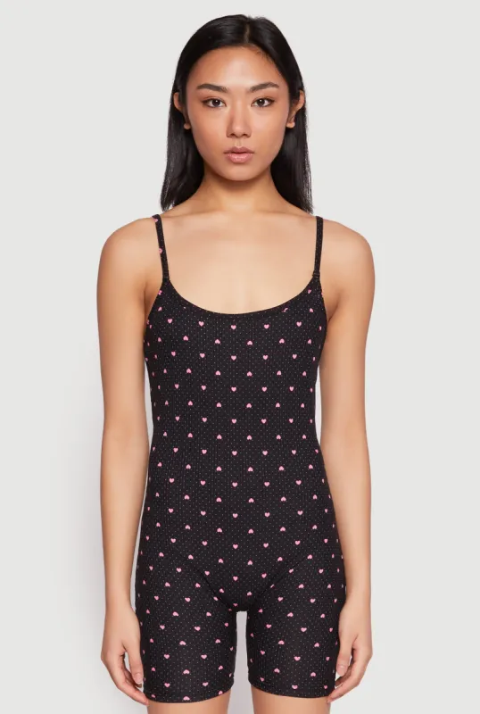 Polka Dot Heart Print Pajama Romper sold by Rainbow