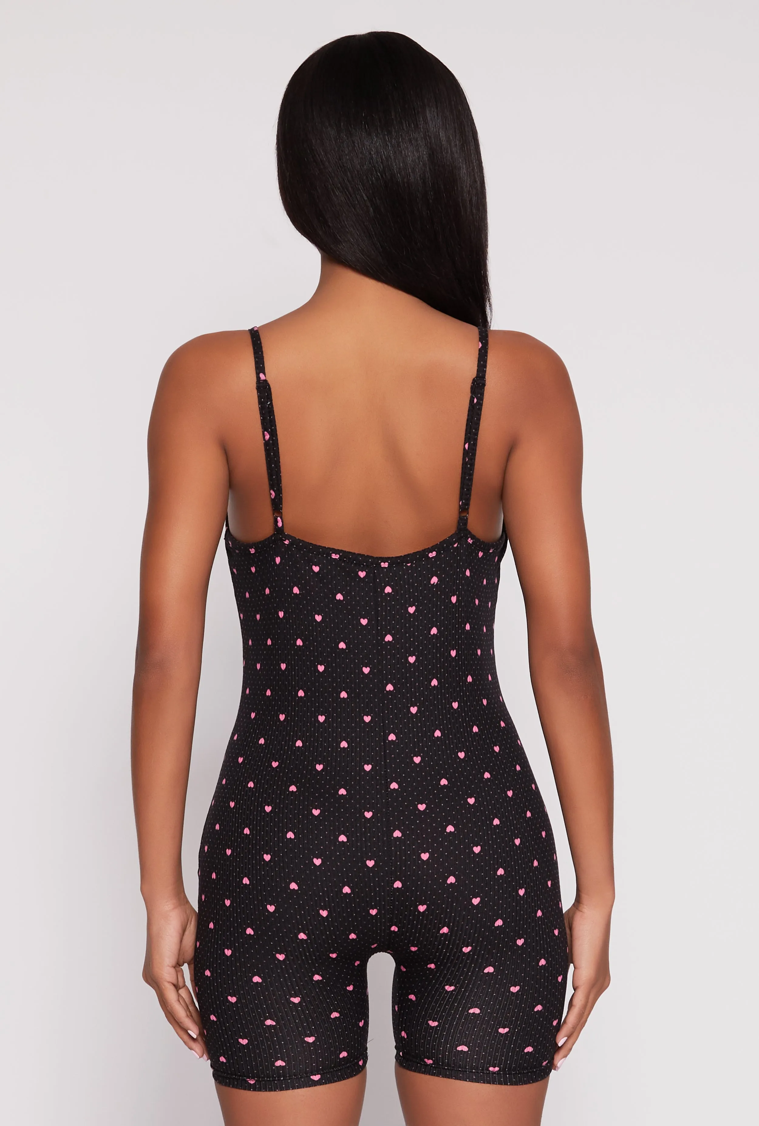 Polka Dot Heart Print Pajama Romper sold by Rainbow product image thumbnail 2