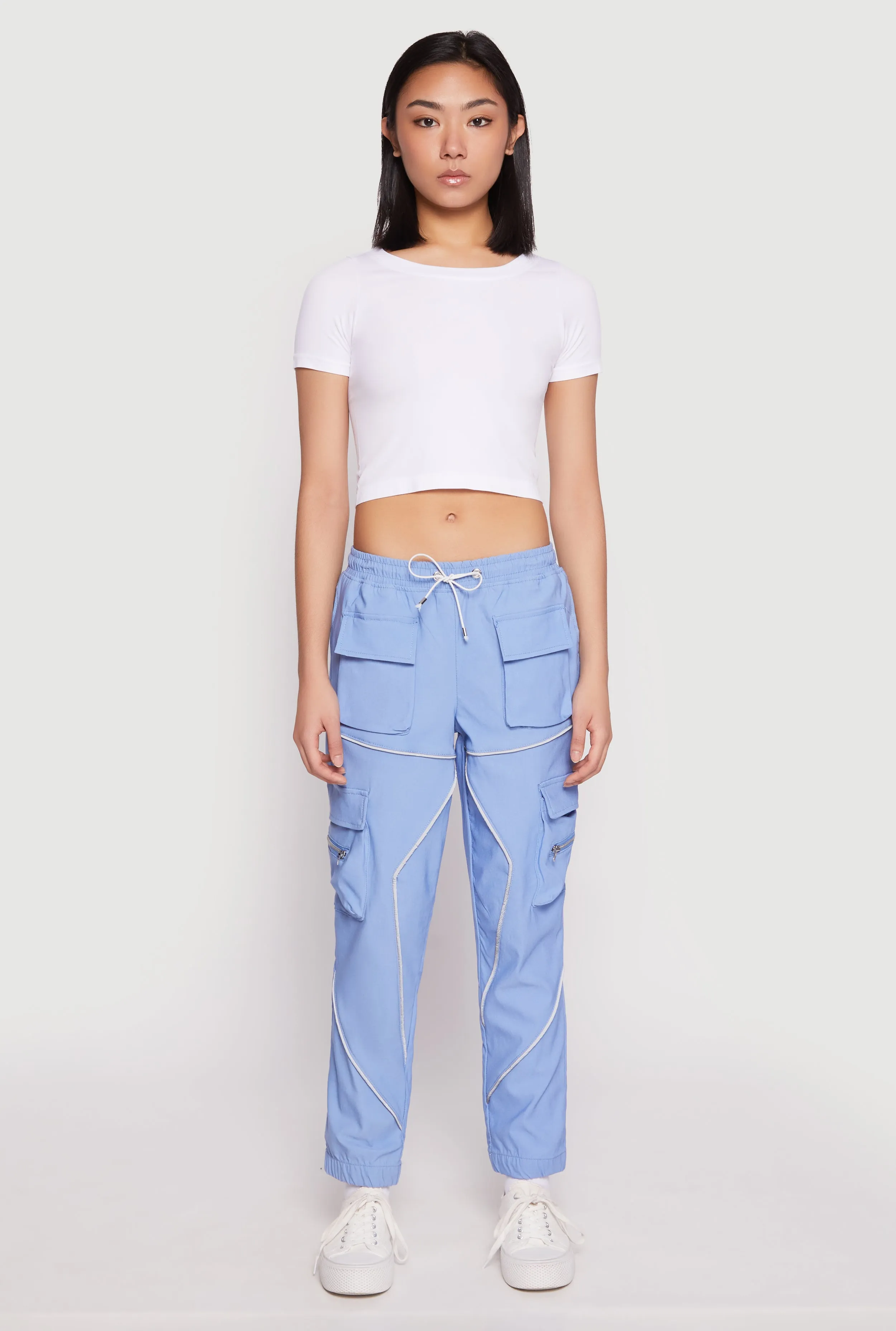 Contrast Piping Hyperstretch Cargo Joggers sold by Rainbow