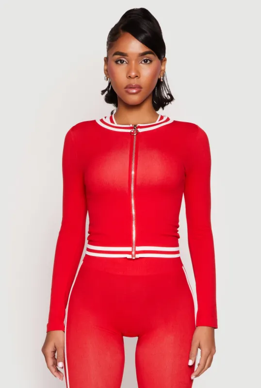 Seamless Varsity Stripe Track Jacket sold by Rainbow