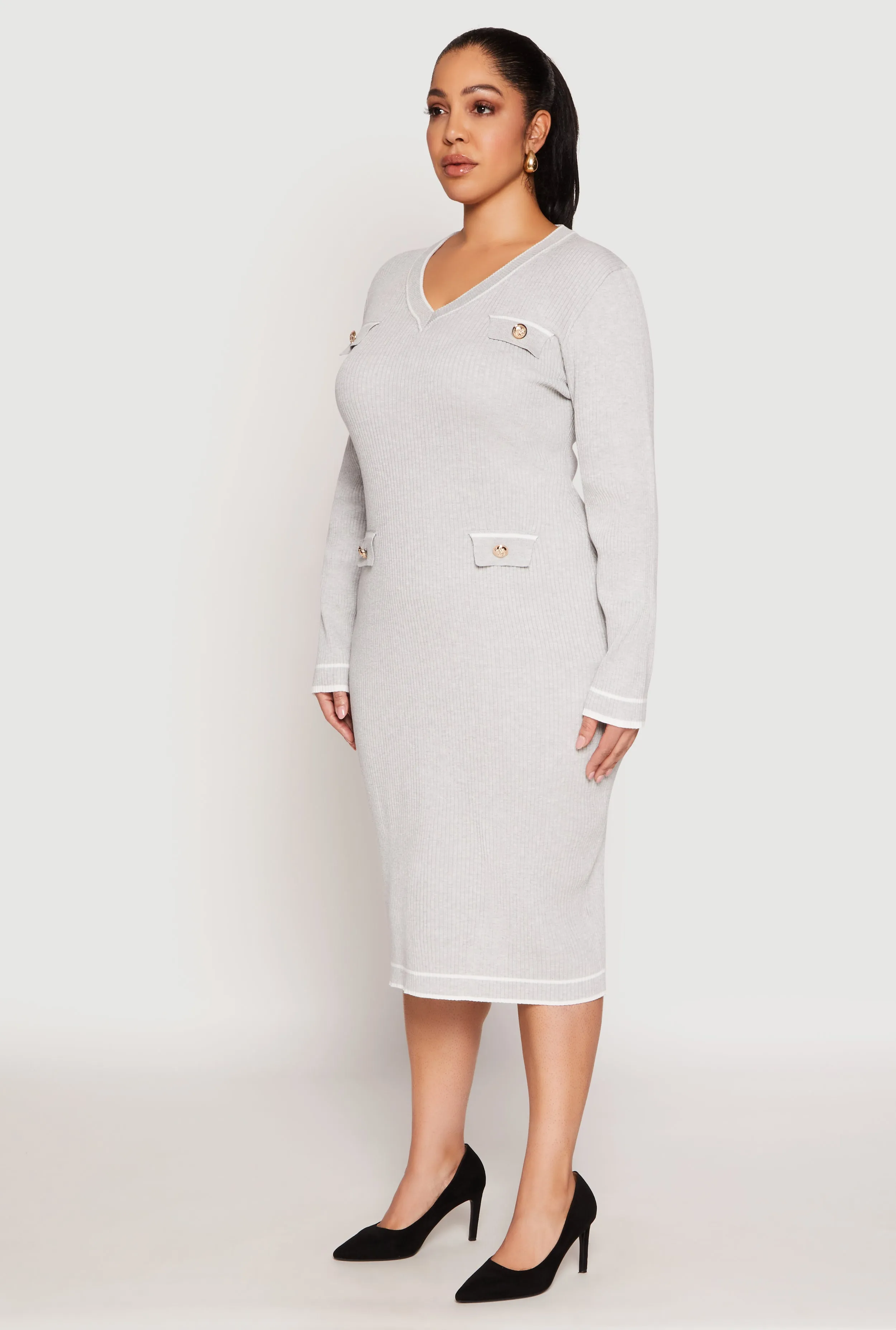 Plus Size Daisy Contrast Trim Sweater Dress sold by Rainbow product image thumbnail 2