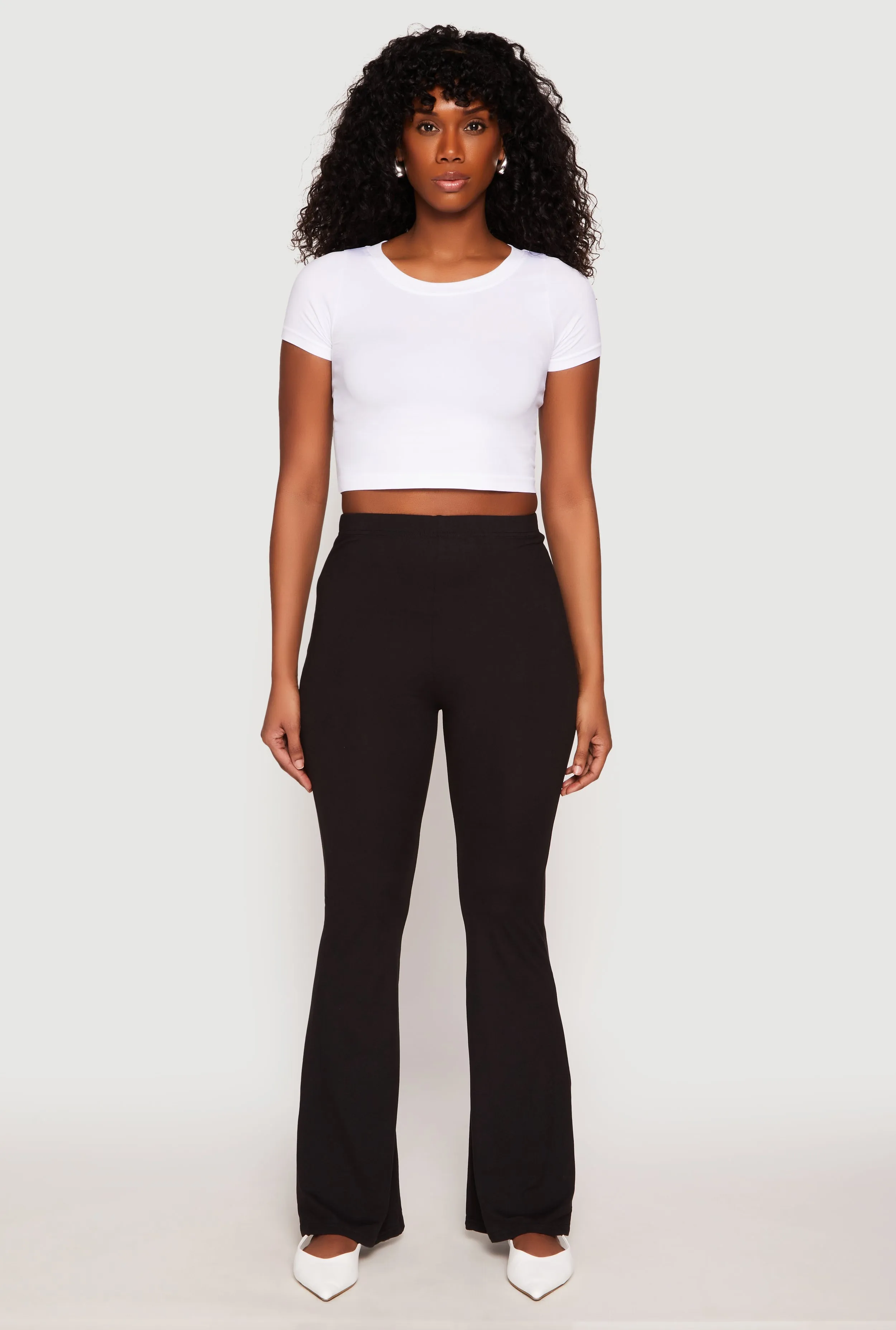 Soft Knit High Waisted Flare Pants sold by Rainbow