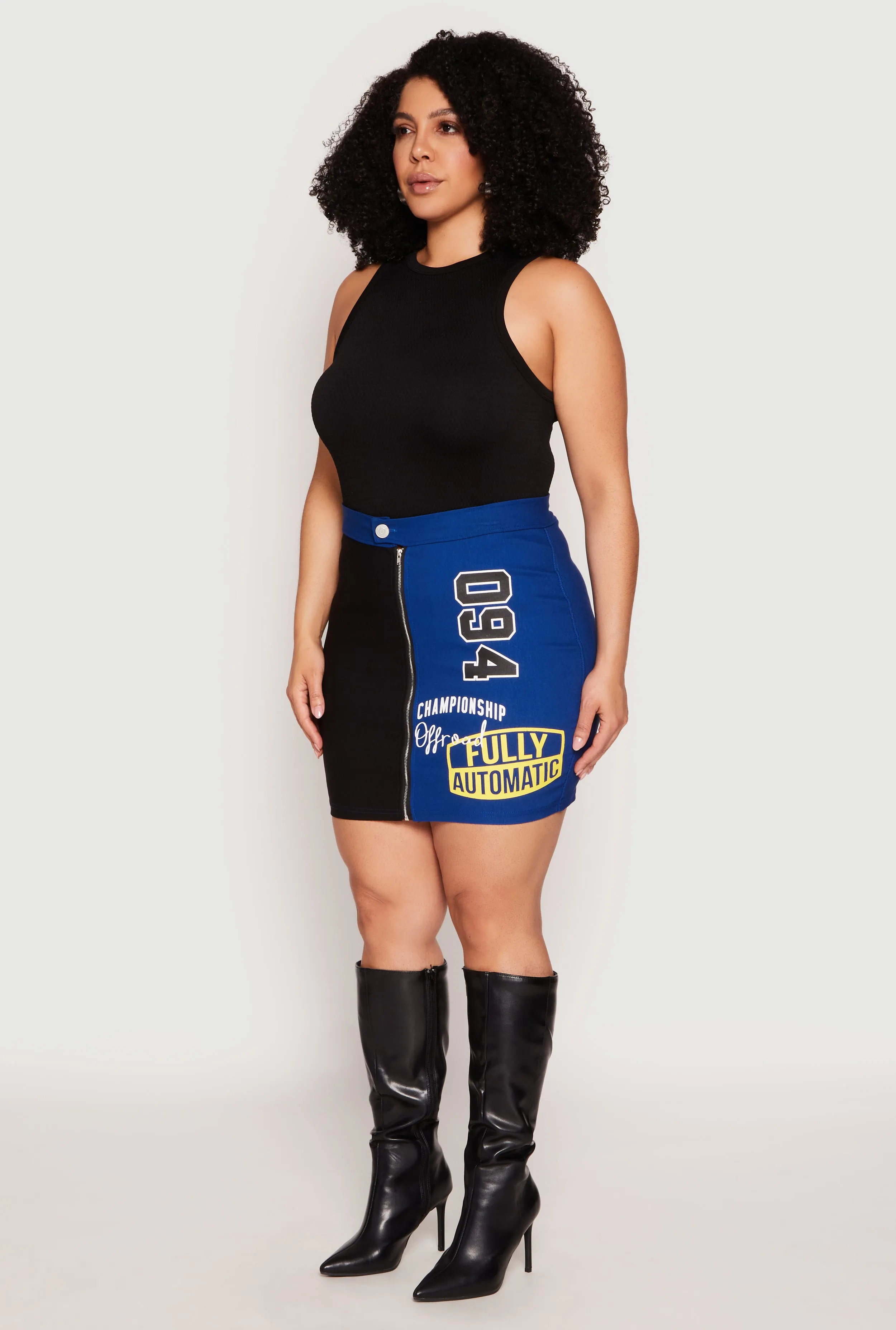 Plus Size Graphic Color Blocked Zip Front Skirt sold by Rainbow product image thumbnail 2