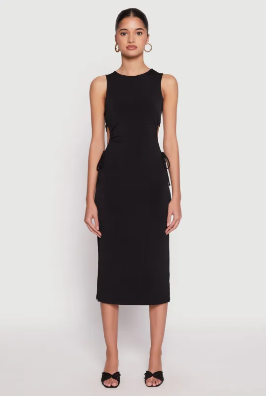 Drawstring Side Cut Out Midi Dress sold by Rainbow