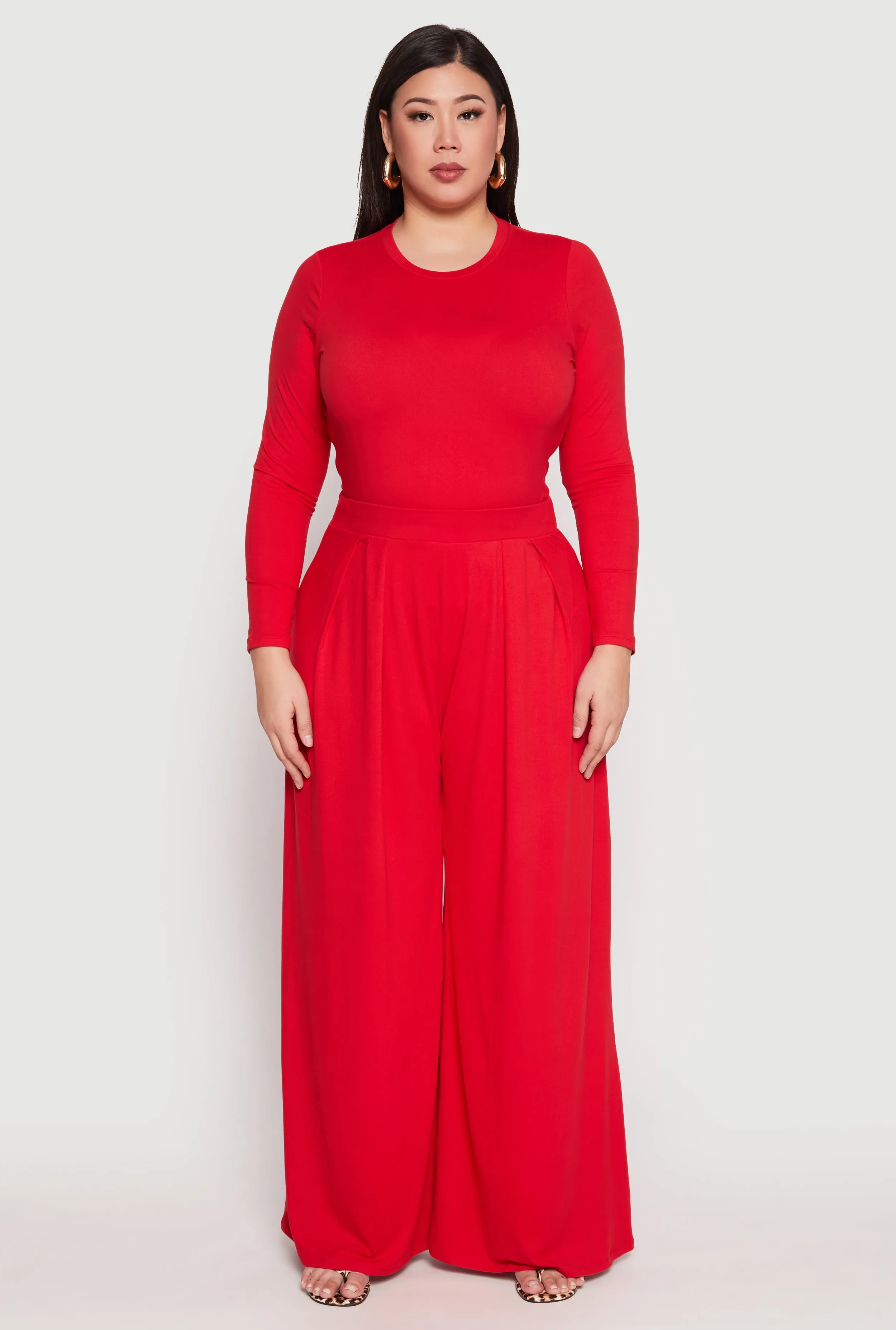 Plus Size Soft Knit Wide Leg Pants sold by Rainbow