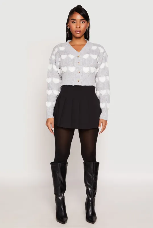 Daisy Chenille Heart Cropped Cardigan sold by Rainbow